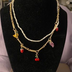 NEW! No tagsFree People AMALFI FAUX PEARL FRUITS NECKLACE STRAWBERRY CHERRY G